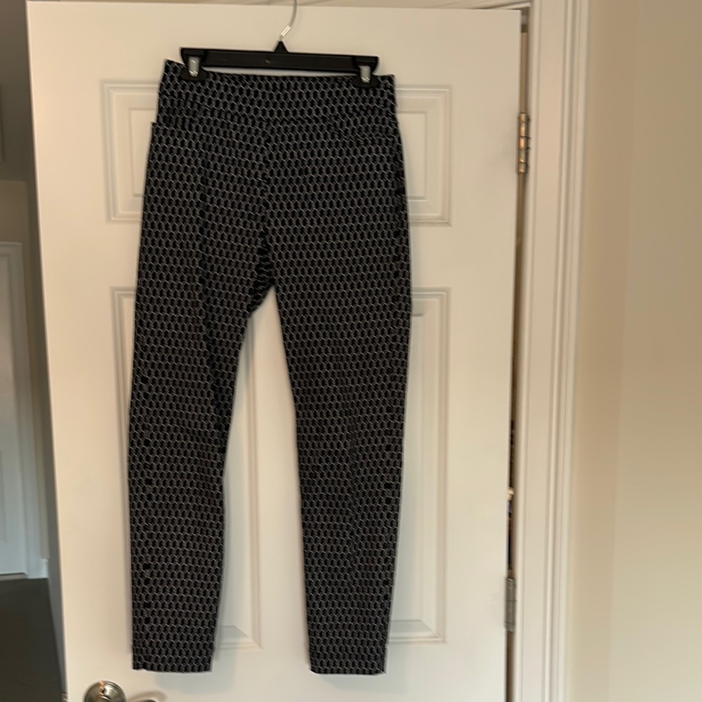 Black Dress Pants with Geometric Pattern and Slim Fit